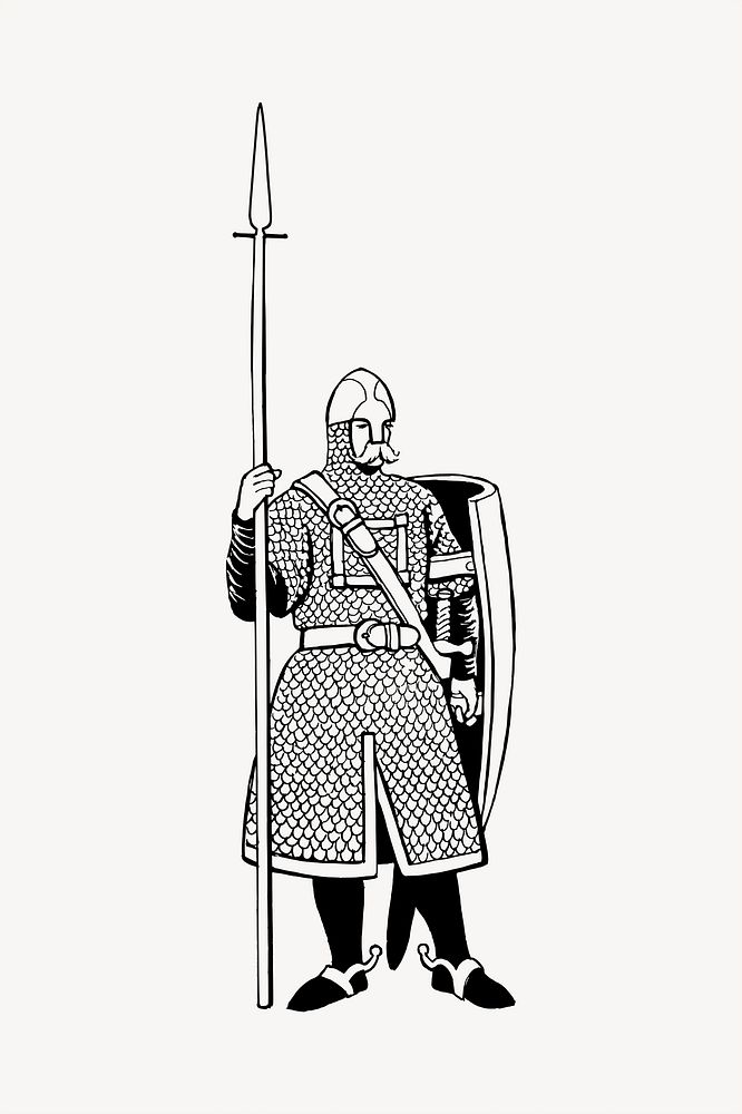Armor  clipart, vintage hand drawn vector. Free public domain CC0 image.