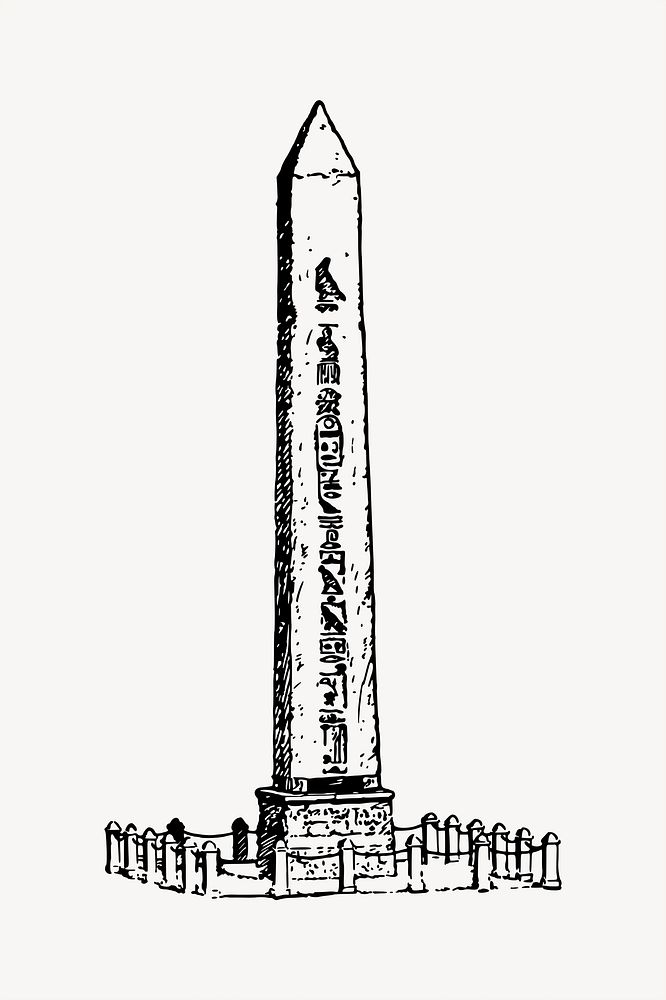 Obelisk  clipart, vintage hand drawn vector. Free public domain CC0 image.