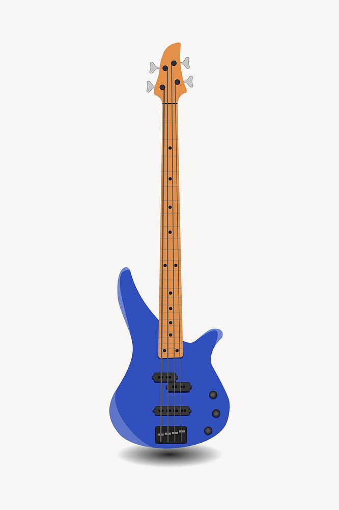 Bass guitar sticker, musical instrument illustration psd. Free public domain CC0 image.