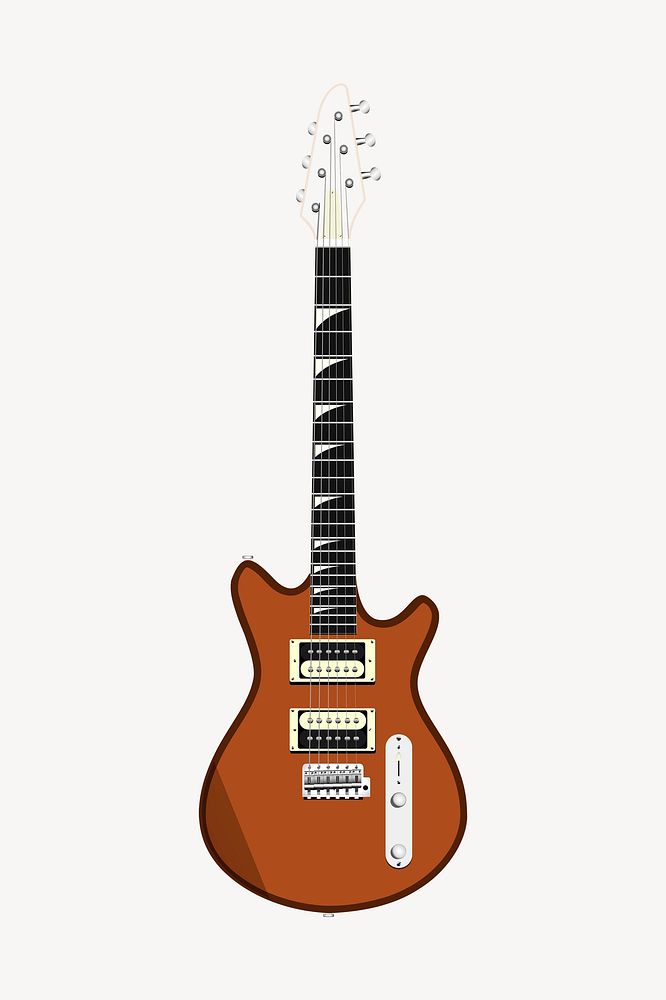 Electric guitar sticker, musical instrument illustration psd. Free public domain CC0 image.