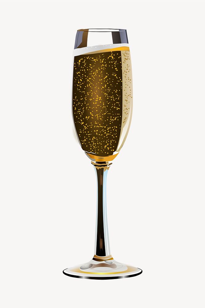 Champagne glass clipart, beverage illustration vector. Free public domain CC0 image.