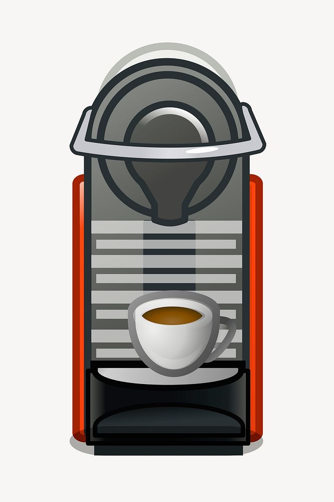 Coffee machine sticker, beverage illustration psd. Free public domain CC0 image.