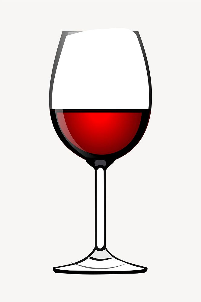 Wine glass clipart, beverage illustration vector. Free public domain CC0 image.