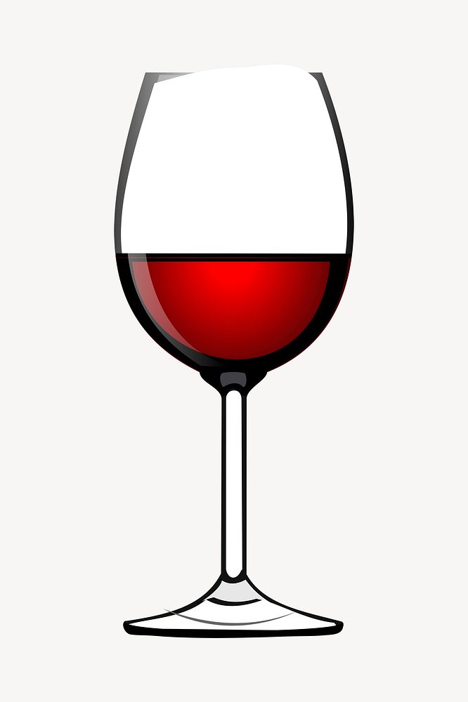 Wine glass sticker, beverage illustration psd. Free public domain CC0 image.