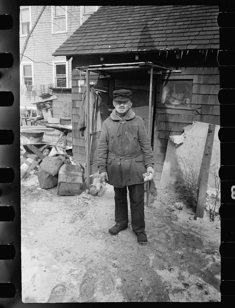 Garage home and inhabitant, Manville, New Jersey. Sourced from the Library of Congress.