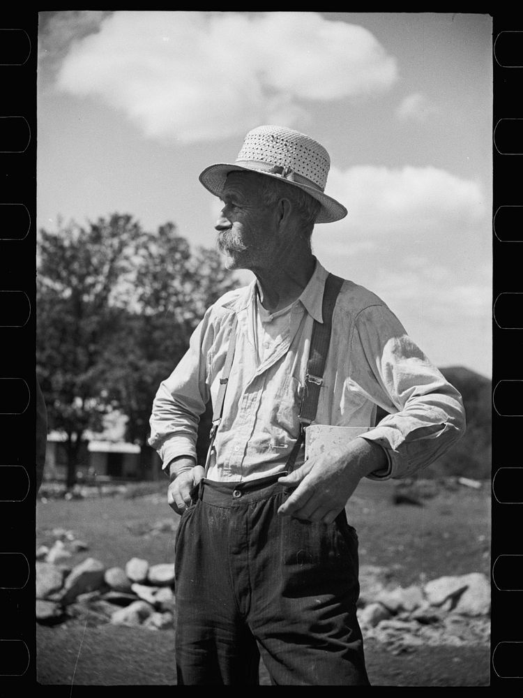 [Untitled photo, possibly related to: Vermont farmer and sheep near North Troy]. Sourced from the Library of Congress.