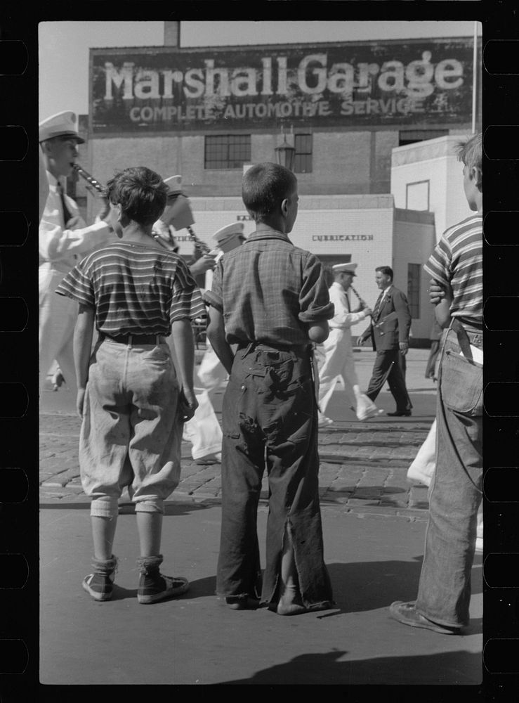 [Untitled photo, possibly related to: Boys watching parade, Letter Carriers Convention, Milwaukee, Wisconsin]. Sourced from…