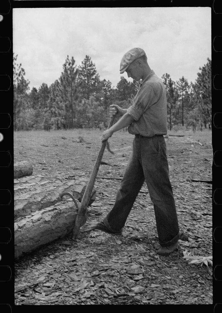 [Untitled photo, possibly related to: Sawmill worker, Irwin County, Georgia]. Sourced from the Library of Congress.