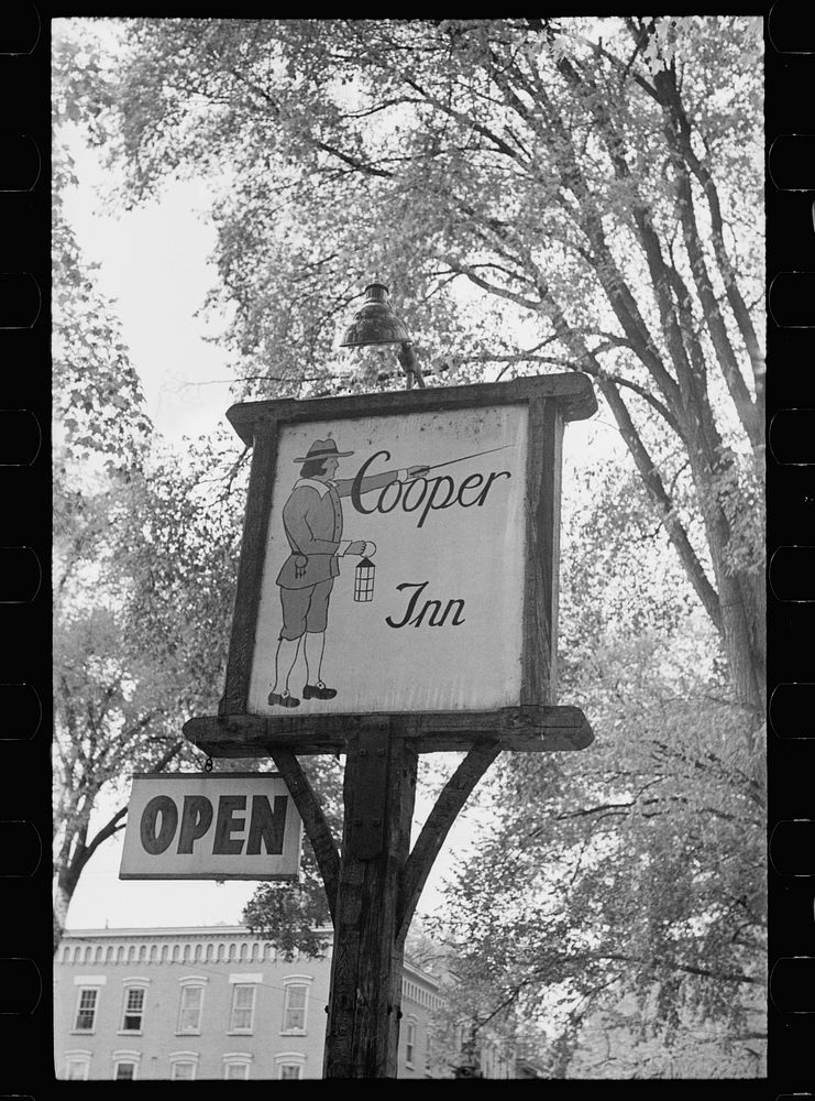 Sign in front of a hotel, Cooperstown, Otsego County, New York. Sourced from the Library of Congress.