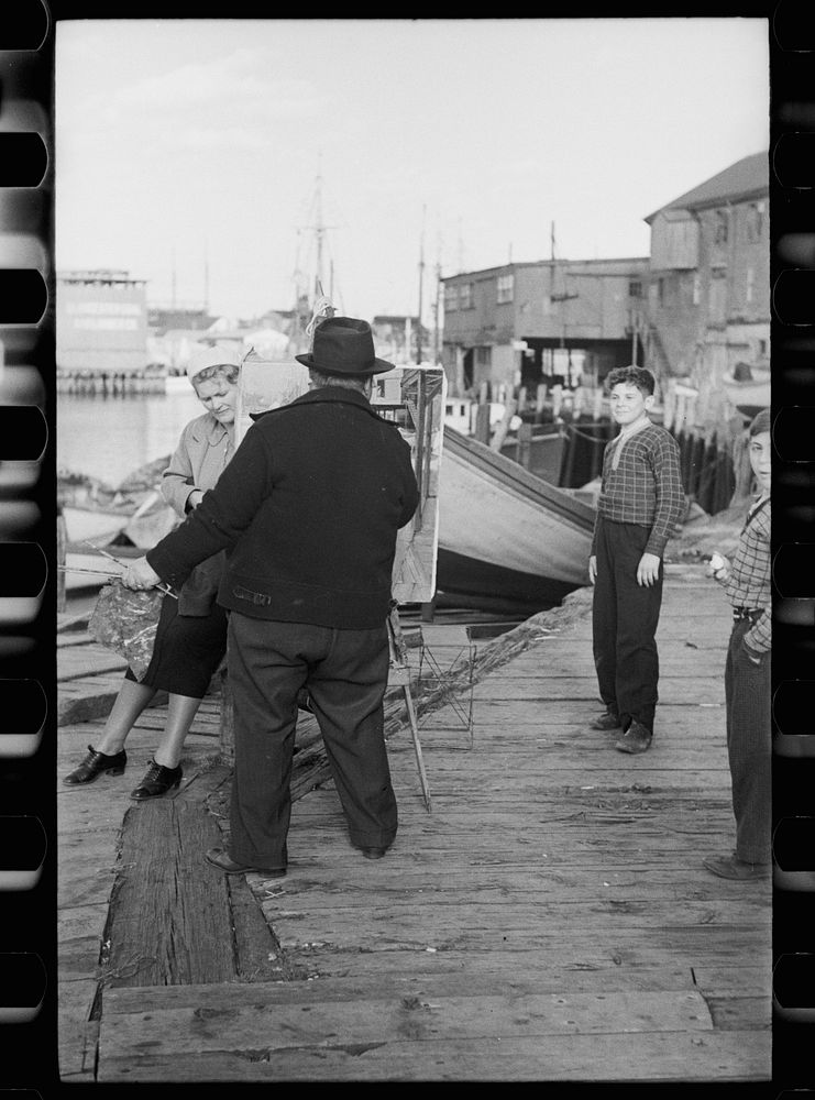 [Untitled photo, possibly related to: Fishermen playing cards, Gloucester, Massachusetts]. Sourced from the Library of…