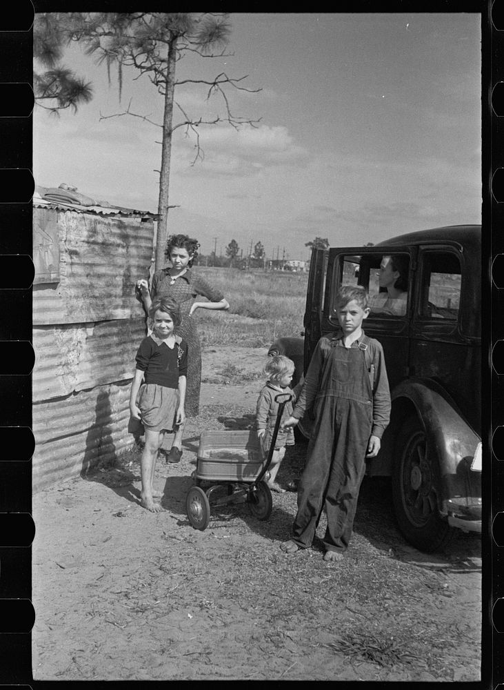 [Untitled photo, possibly related to: The family of a migratory fruit worker from Tennessee now camped in a field near the…