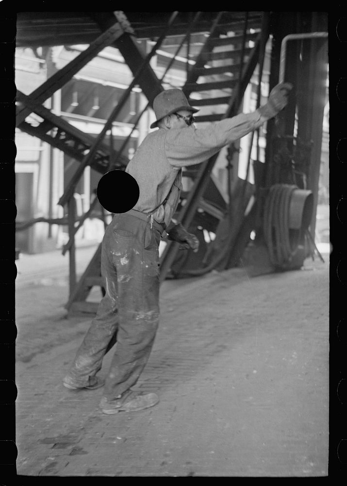 [Untitled photo, possibly related to: Steelworkers at blast furnace, Pittsburgh, Pennsylvania]. Sourced from the Library of…