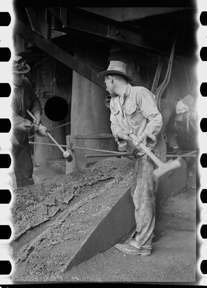 [Untitled photo, possibly related to: Tapping a blast furnace for slag, Pittsburgh, Pennsylvania]. Sourced from the Library…