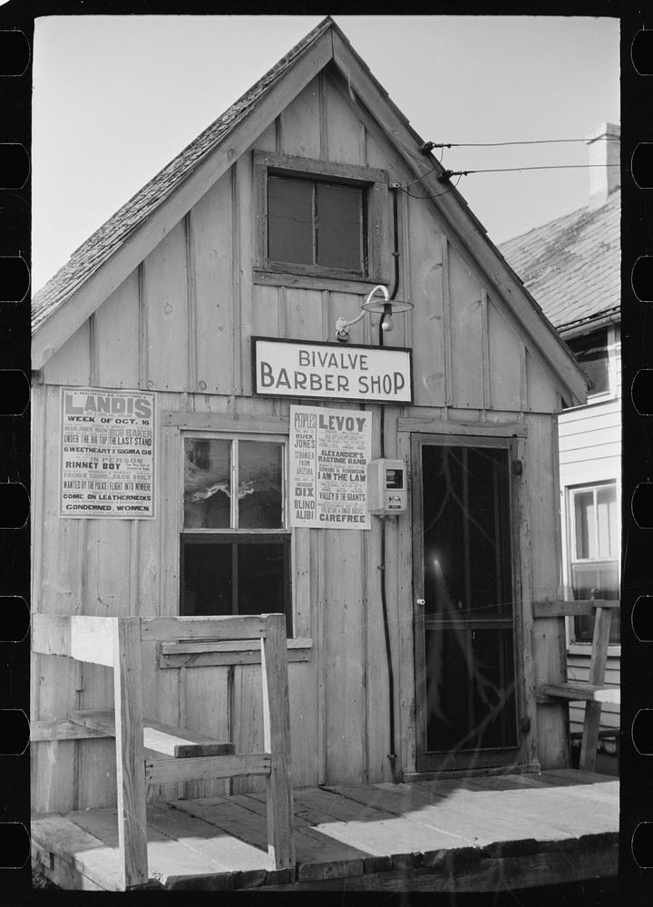Bivalve, New Jersey. Barber shop. Sourced from the Library of Congress.