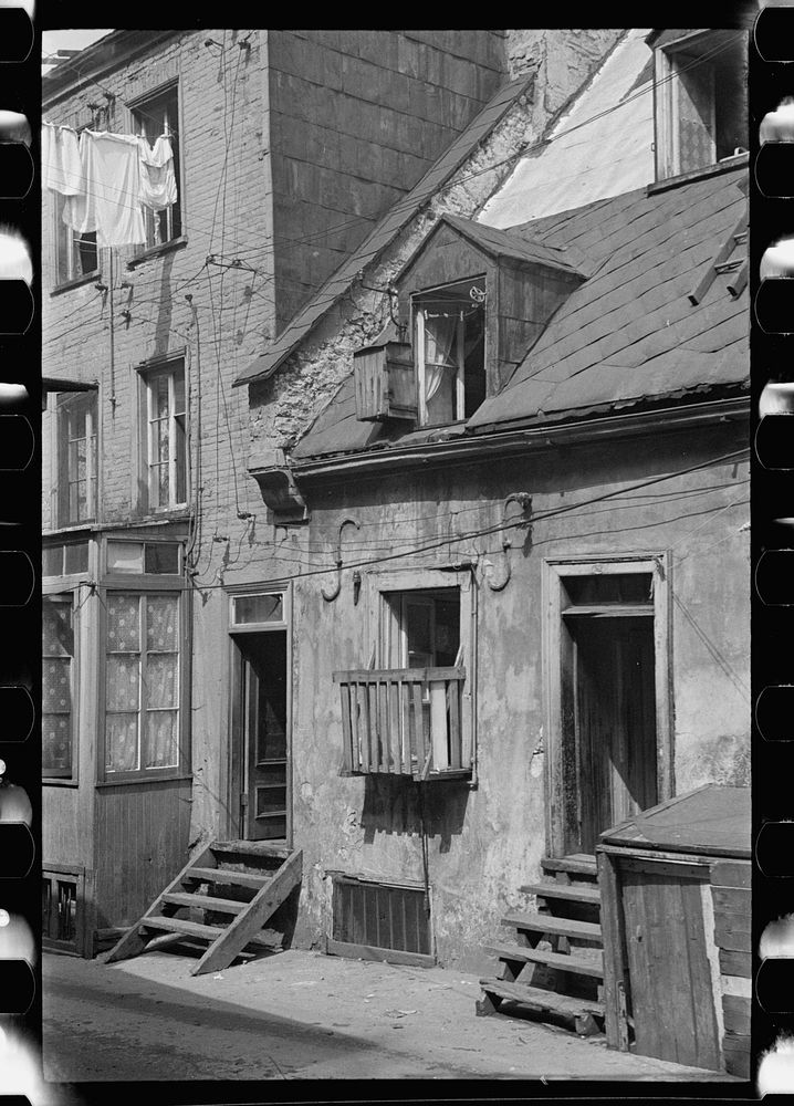 House in Sous-Le-Cap (Slum Alley), Québec, Canada. Sourced from the Library of Congress.