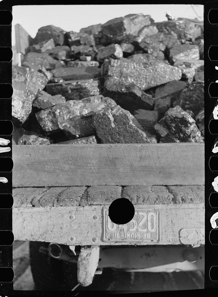 [Untitled photo, possibly related to: Run of the mine coal from a gopher hole. Williamson County, Illinois]. Sourced from…