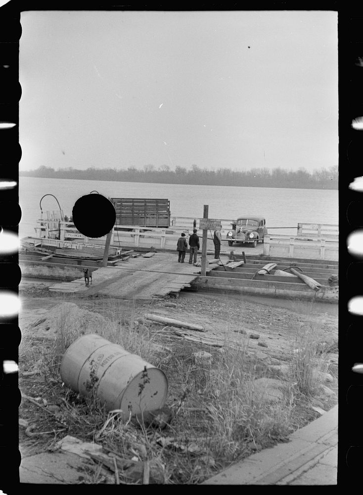 [Untitled photo, possibly related to: Ferry crossing, Ohio River at Shawneetown, Illinois]. Sourced from the Library of…