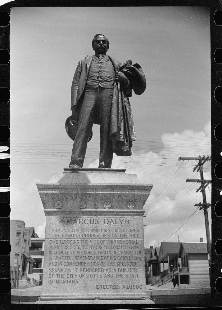 Statue of Marcus Daly, pioneer miner, Butte, Montana. Sourced from the Library of Congress.