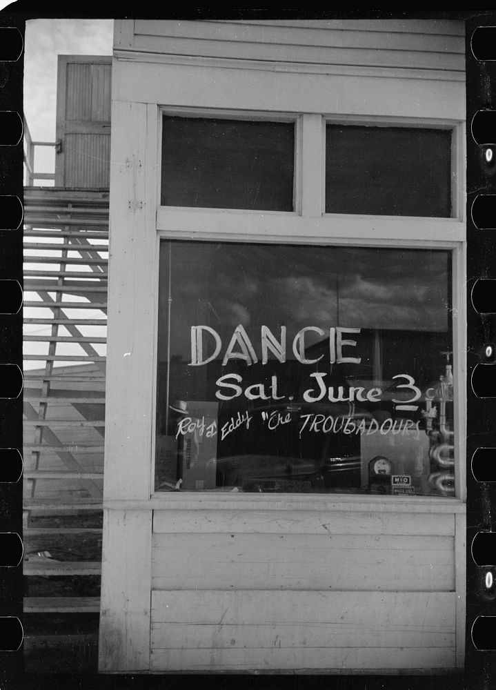 Sign in store window, Fairfield, Montana. Sourced from the Library of Congress.