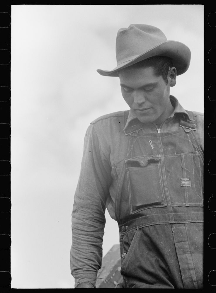 [Untitled photo, possibly related to: Philipe Aranjo harvests grain, Costilla County, Colorado]. Sourced from the Library of…