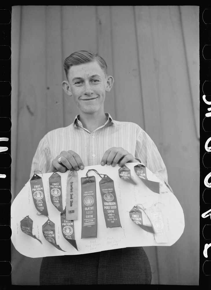 [Untitled photo, possibly related to: 4-H Club boys, all sons of resettlement families on Western Slope Farms, Colorado…