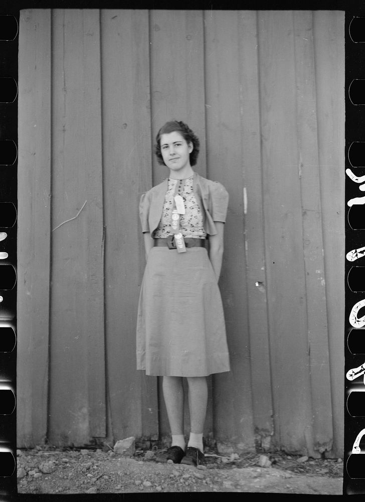 [Untitled photo, possibly related to: Daughters of resettlement clients who have formed 4-H Club and won fair prizes posed…