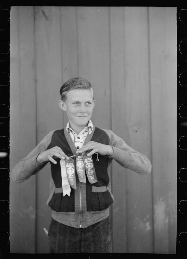[Untitled photo, possibly related to: 4-H Club boys, all sons of resettlement families on Western Slope Farms, Colorado…