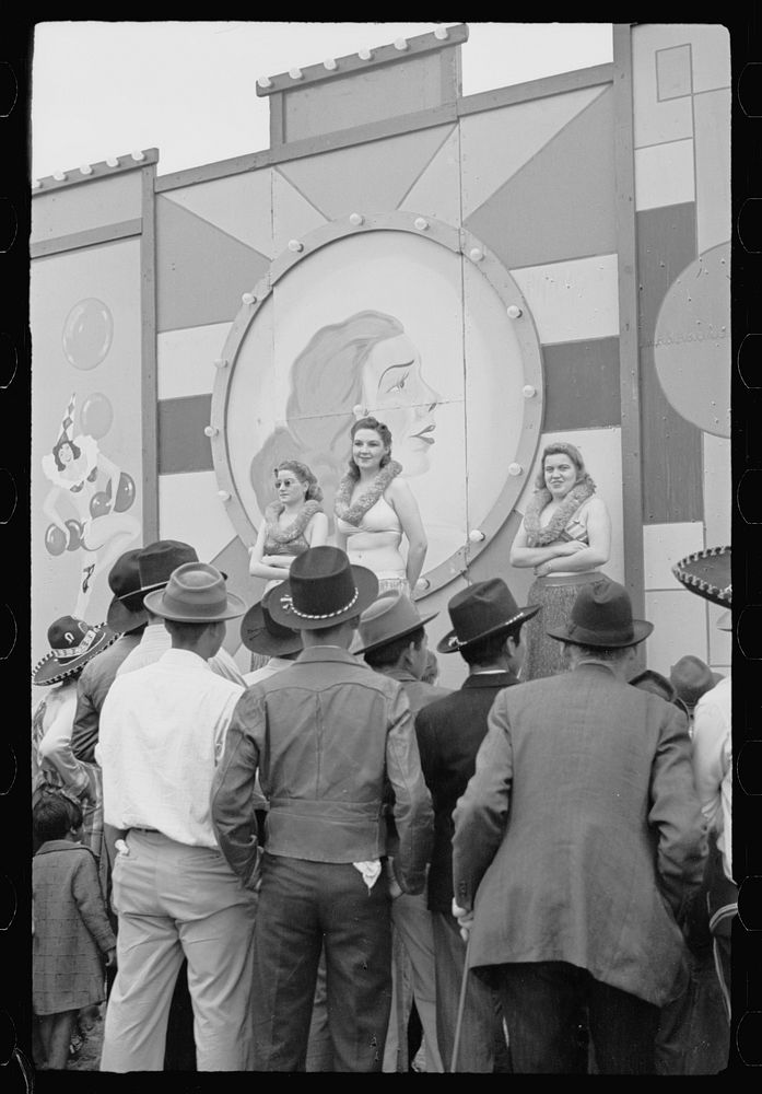 Girlie show, carnival, Brownsville, Texas. Sourced from the Library of Congress.