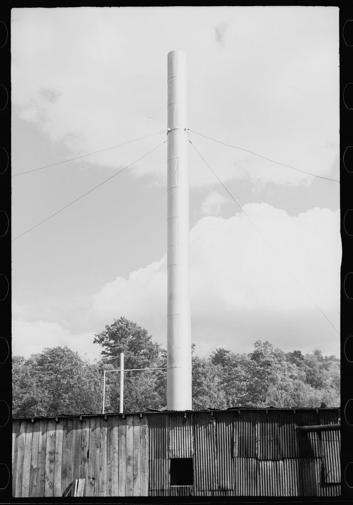 Roof and chimney of sawmill, Garrett County, Maryland. Sourced from the Library of Congress.