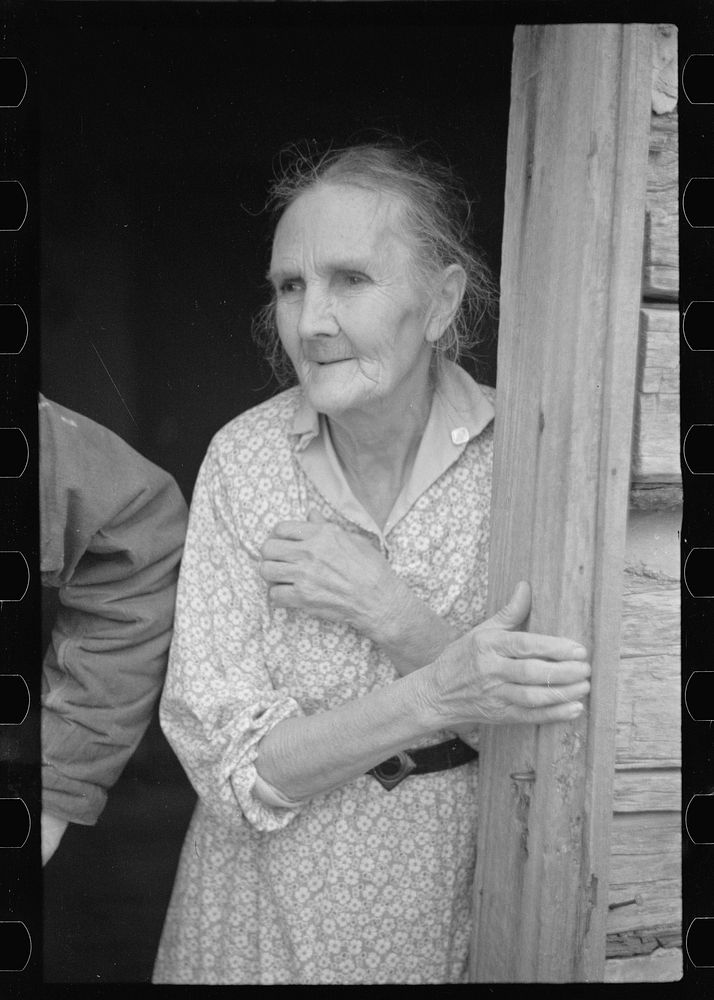 Wife of a prospective client, Brown County, Indiana. Husband and wife will be resettled on new land when their property has…