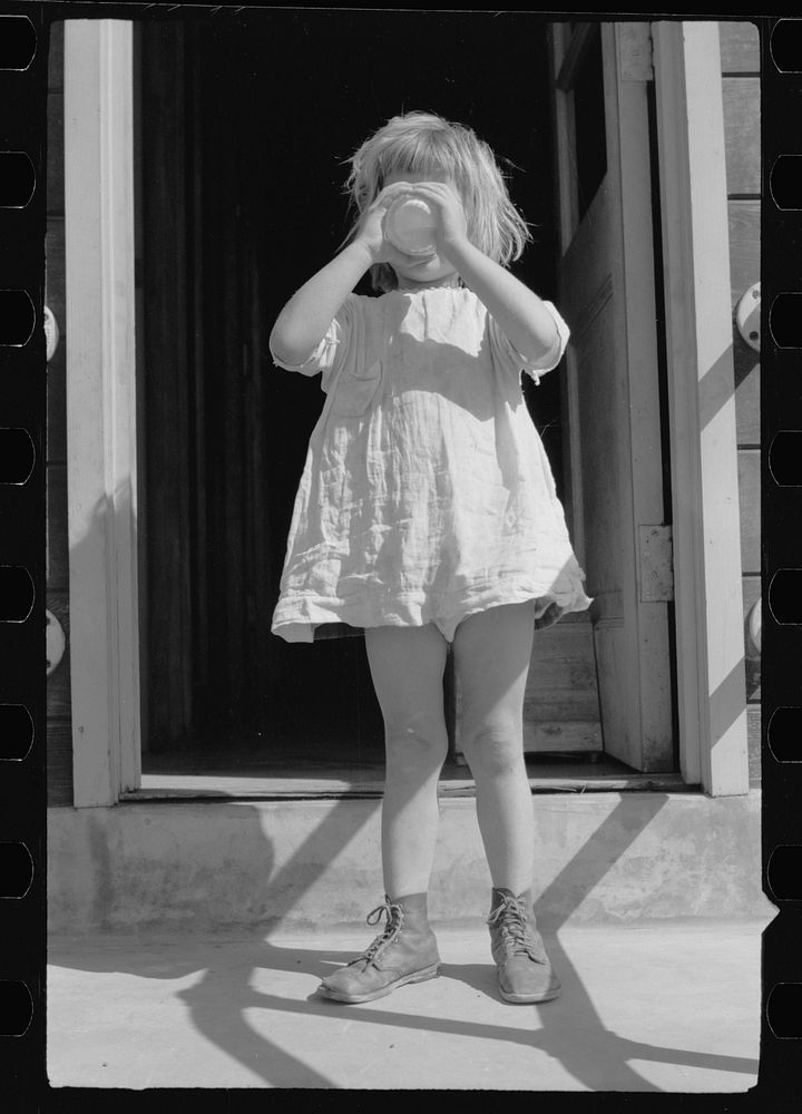 Nursery school child, FSA (Farm Security Administration) camp, Weslaco, Texas. Sourced from the Library of Congress.