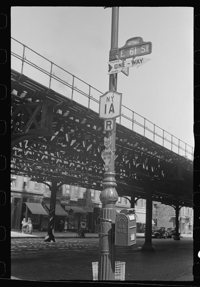 New York, New York. 61st Street between 1st and 3rd Avenues. Street signs. Sourced from the Library of Congress.