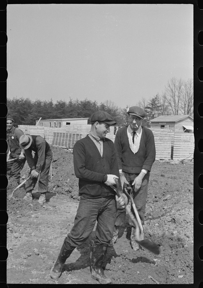 [Untitled photo, possibly related to: Working on new sewage disposal plant, Berwyn, Maryland]. Sourced from the Library of…