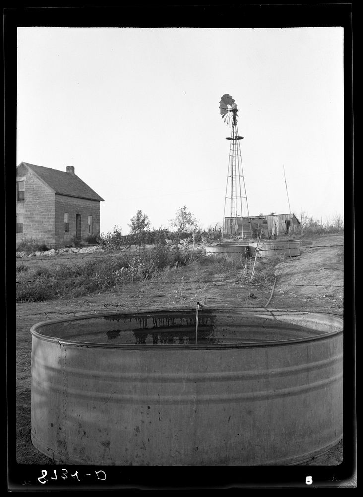 Watering trough for horses. Cloud County, Kansas. Sourced from the Library of Congress.