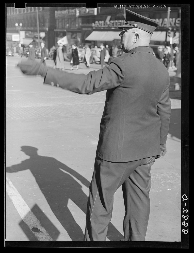 Traffic director. Omaha, Nebraska. Sourced from the Library of Congress.