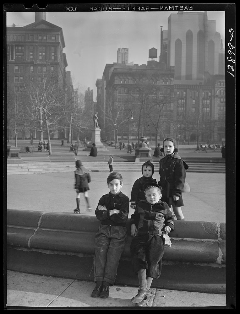 New York, New York. Children playing in Washington Square. Sourced from the Library of Congress.