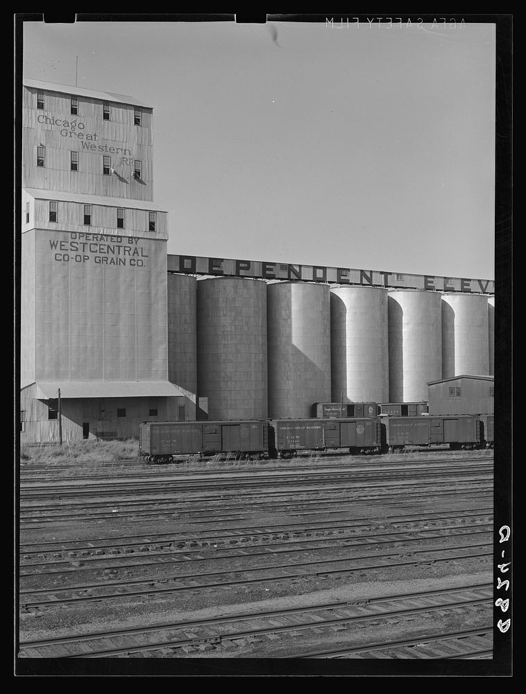 [Untitled photo, possibly related to: Grain elevators along railroad tracks. Omaha, Nebraska]. Sourced from the Library of…
