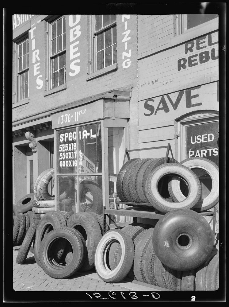 Tire shop. Washington, D.C.. Sourced from the Library of Congress.
