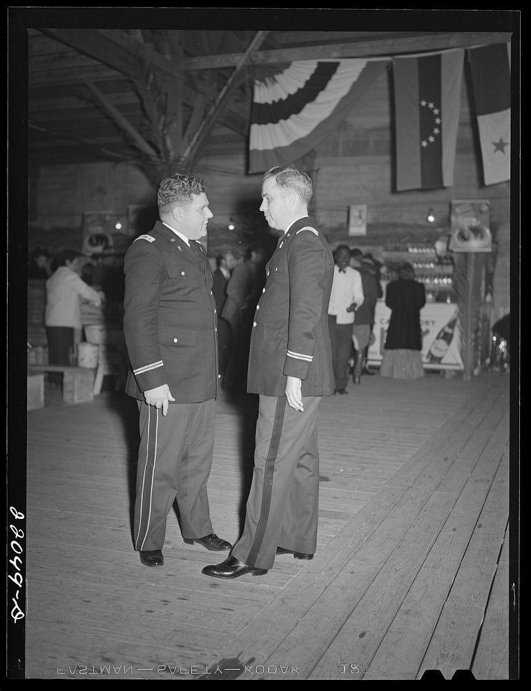 Brownsville, Texas. Charro Days fiesta. Chaplain and medical officer at dance. El Rancho Grande. Sourced from the Library of…