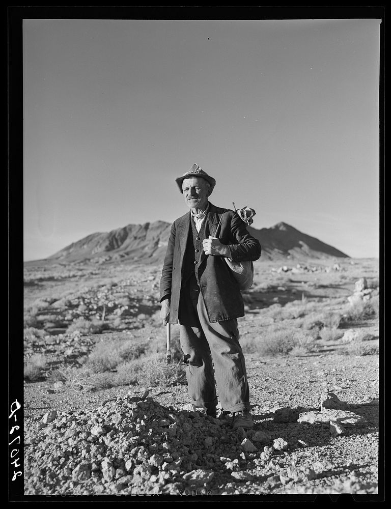 [Untitled photo, possibly related to: Prospector in the desert. Esmeralda County, Nevada]. Sourced from the Library of…