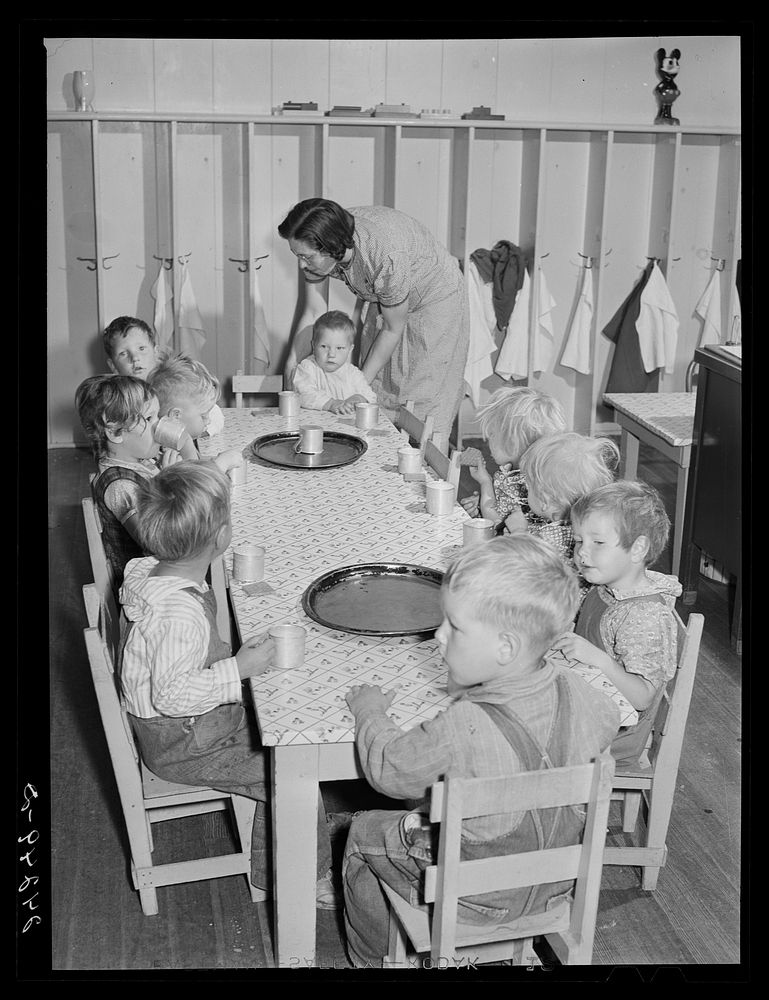 Children in nursery. Shafter migrant camp. Shafter, California. Sourced from the Library of Congress.