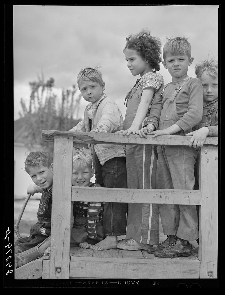 [Untitled photo, possibly related to: Children playing. Shafter migrant camp. Shafter, California]. Sourced from the Library…