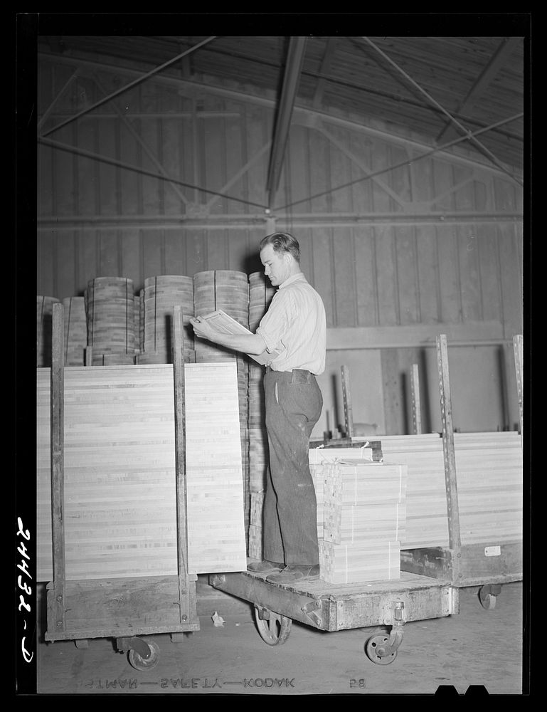 Checker at dimension lumber mill. This mill affords employment to a great many of the men and older boys living on the…