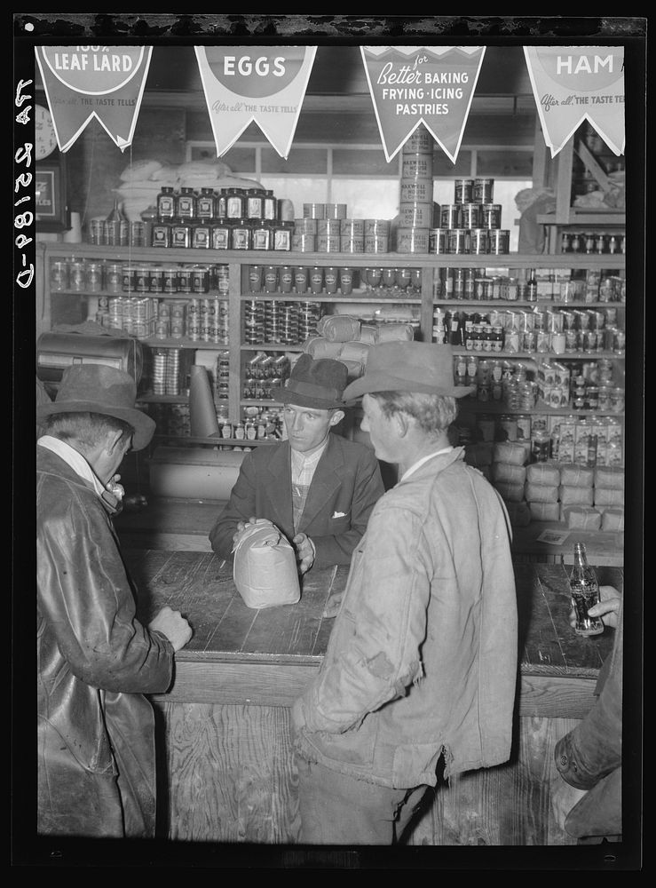 Farmers buy at store. Skyline Farms, Alabama. Sourced from the Library of Congress.