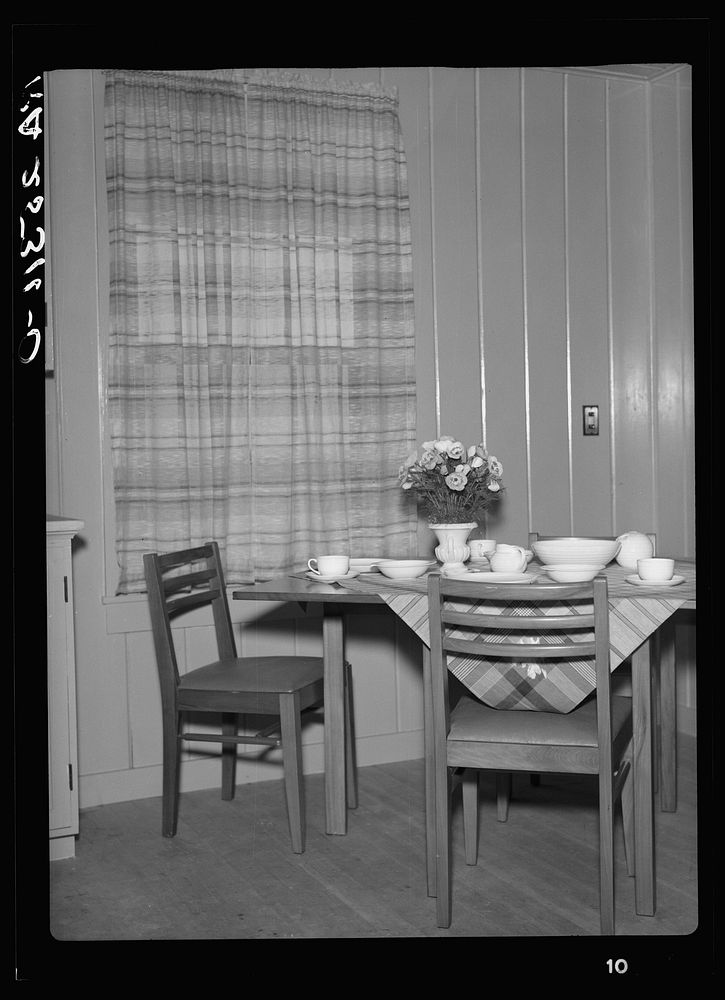 [Untitled photo, possibly related to: Dining room interior. Plum Bayou Homestead, Arkansas]. Sourced from the Library of…