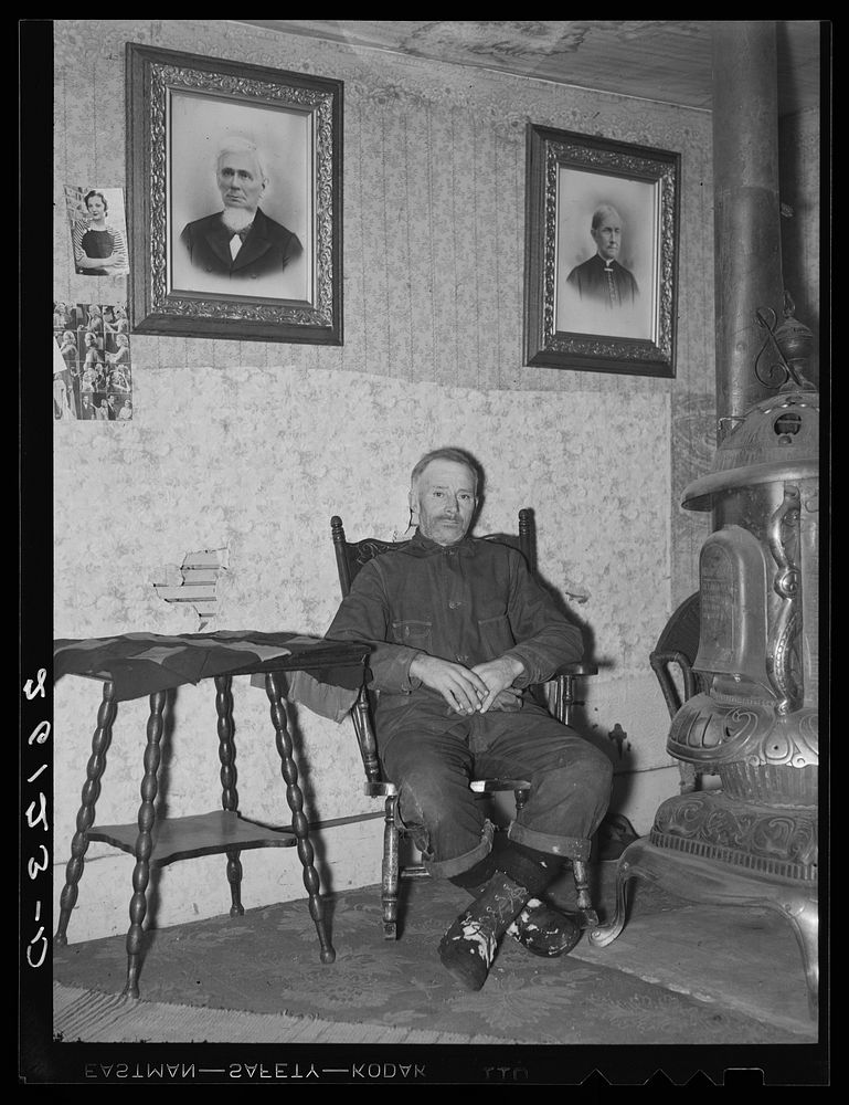 John Gleason living alone on farm in the hills. Allegany County, Belfast, New York. Sourced from the Library of Congress.