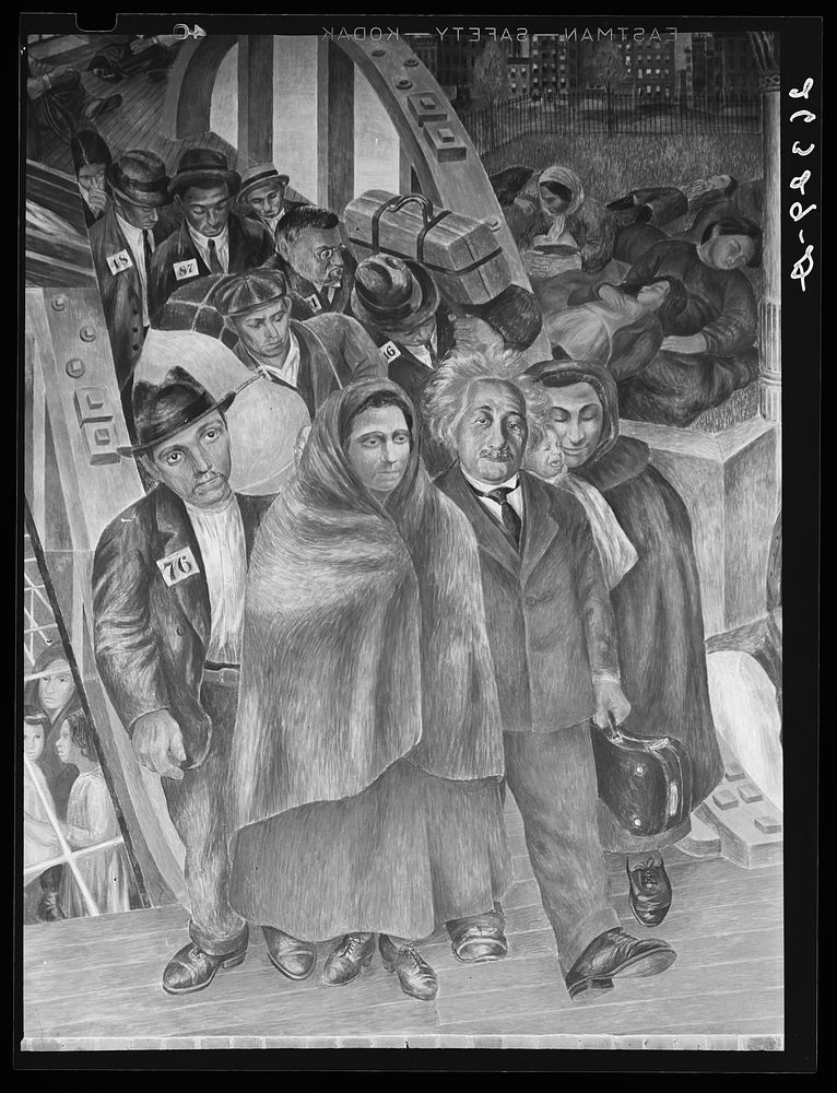 Detail of mural painted by Ben Shahn at the community building. Hightstown, New Jersey. Sourced from the Library of Congress.