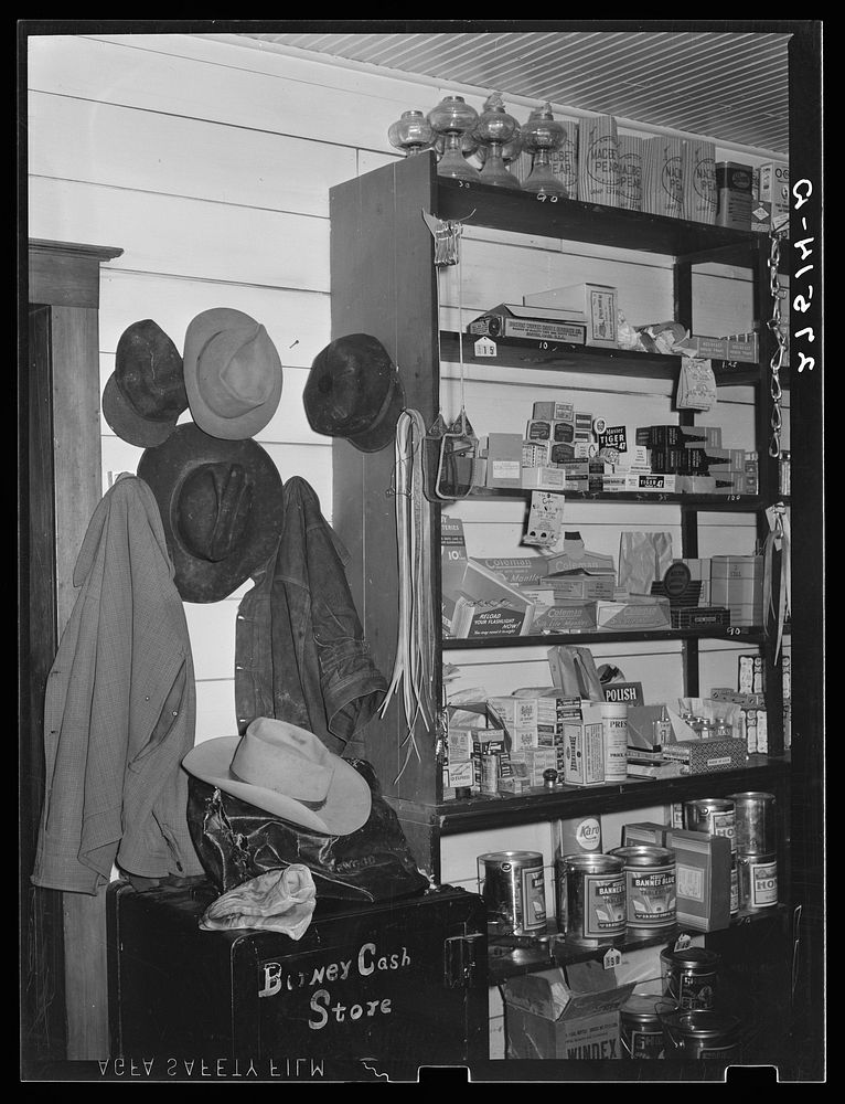 Corner of general store. Birney, Montana. Sourced from the Library of Congress.