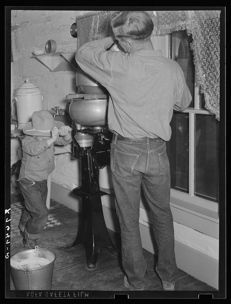 Running cream separator. Quarter Circle 'U' Ranch, Montana. Sourced from the Library of Congress.