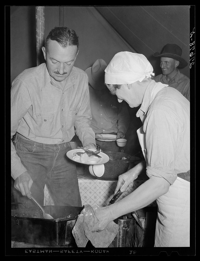 Dinner at Quarter Circle U. Big Horn County, Montana. Sourced from the Library of Congress.